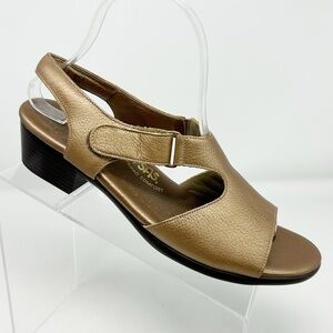Sas Tripad Comfort Gold Bronze Metallic Leather Slingback Sandals Size 10 N